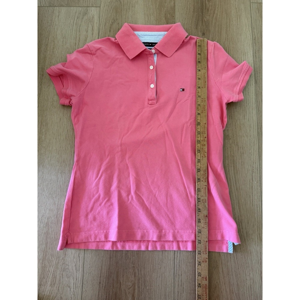 Tommy Hilfiger Woman T-shirt M Pink Short Sleeve W/Collar Cotton Y2K Preppy Golf